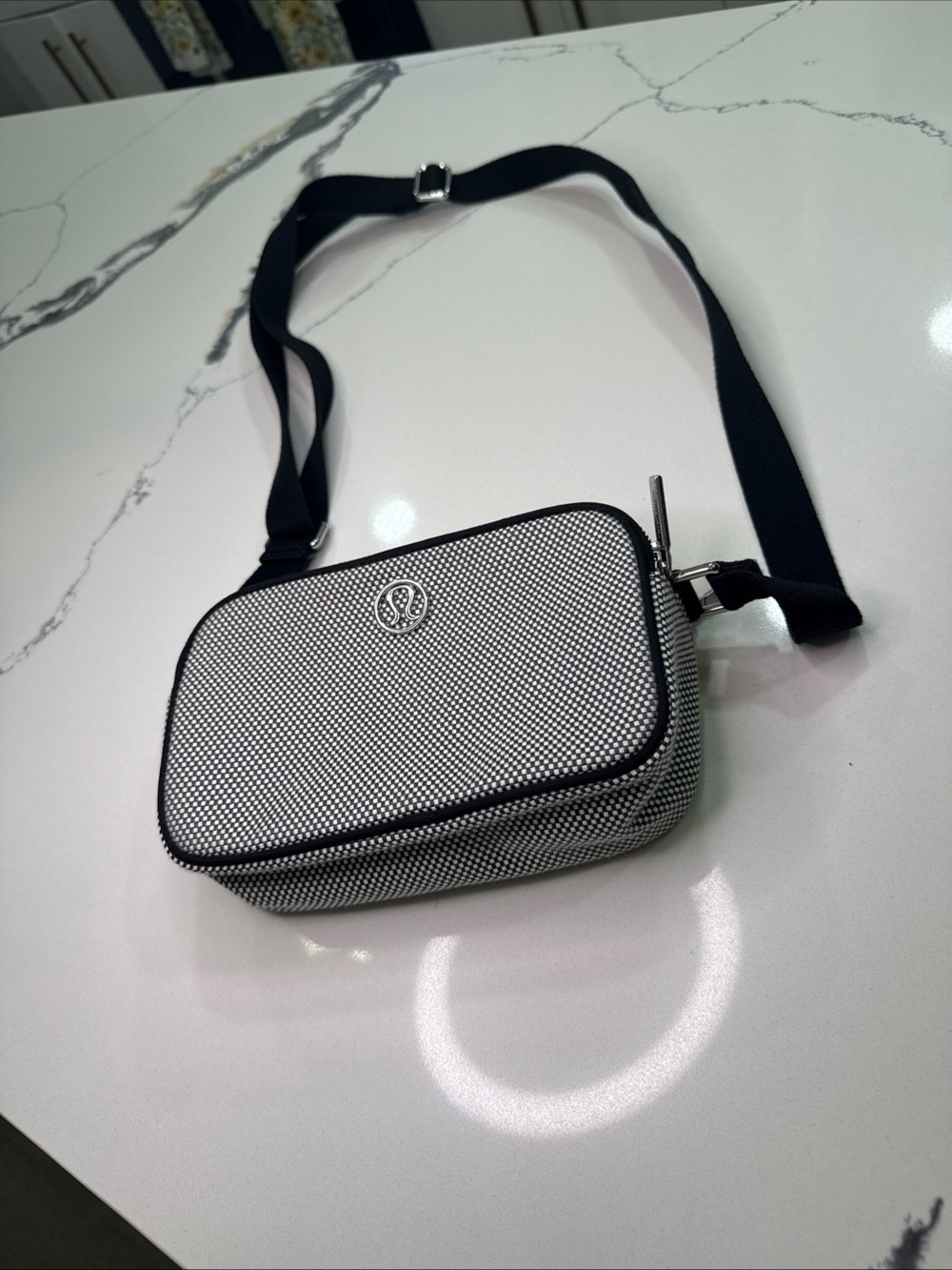 Lululemon Crossbody Camera Bag 2L Black White Checkered